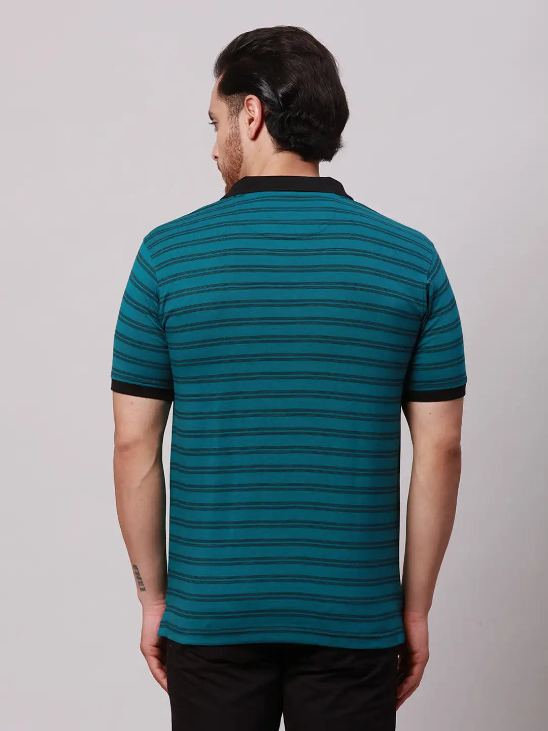 Park Avenue Men Green Two Tone Slim Fit Cotton Blend T-Shirt