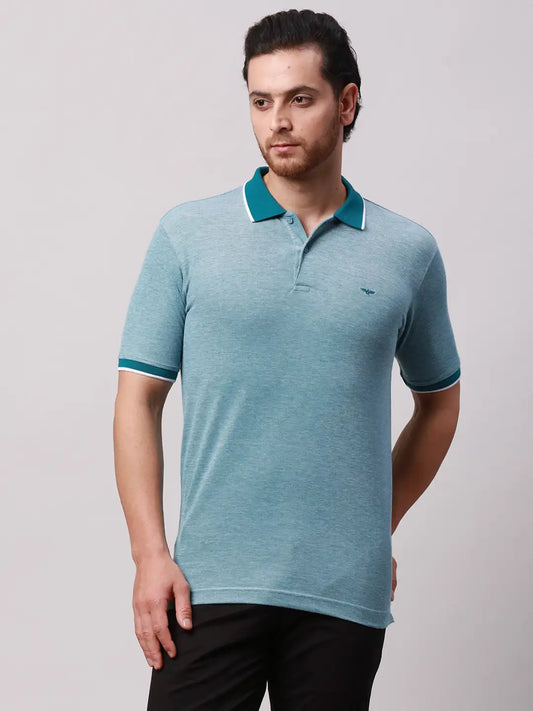 Park Avenue Men Yellow Two Tone Slim Fit Cotton Blend T-Shirt