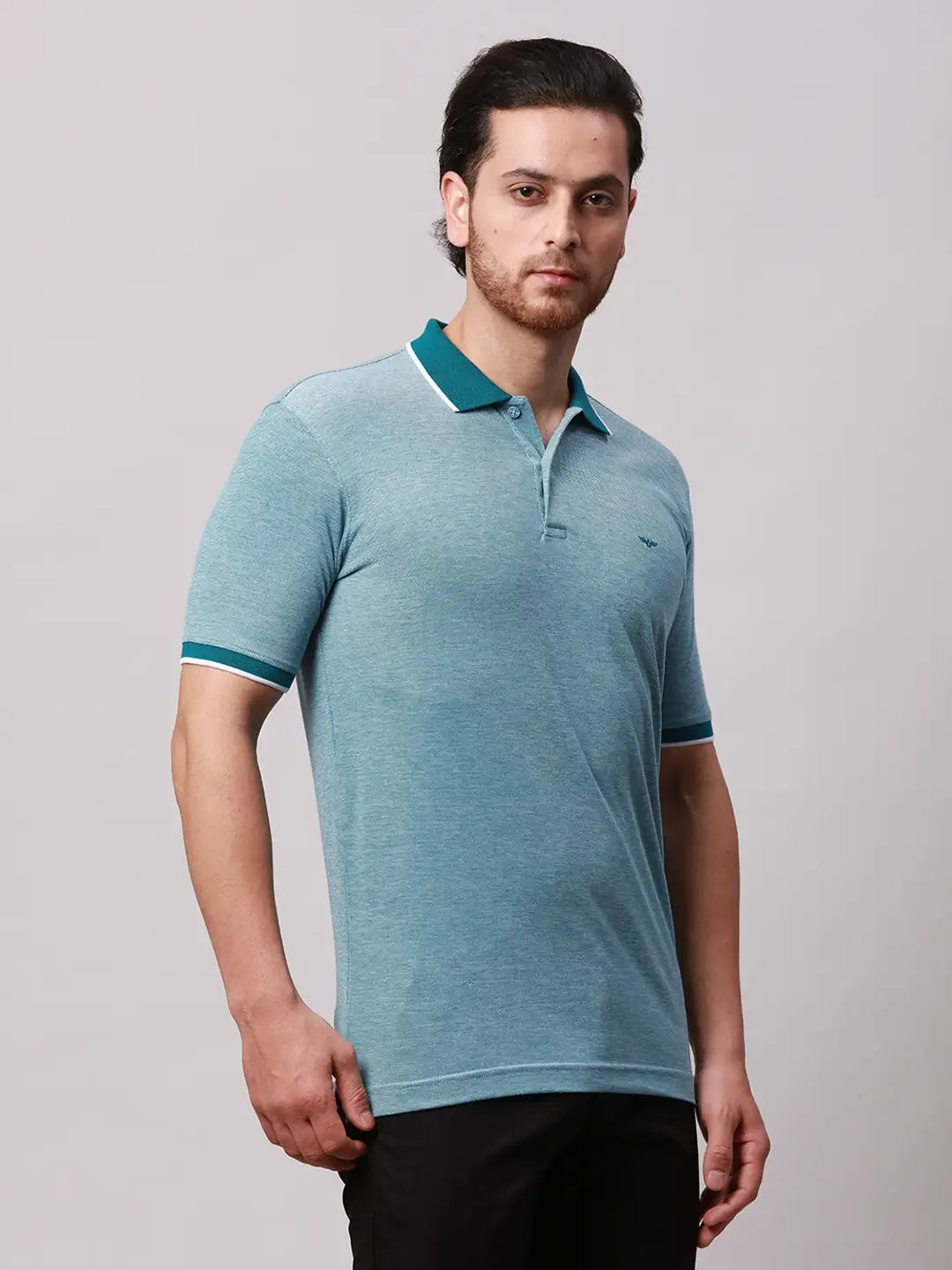 Park Avenue Men Yellow Two Tone Slim Fit Cotton Blend T-Shirt