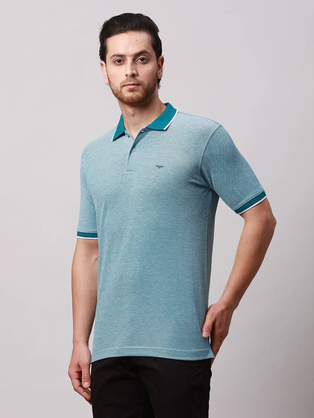 Park Avenue Men Yellow Two Tone Slim Fit Cotton Blend T-Shirt
