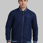 Park Avenue Men Blue Solid Polyester Full Sleeve Bomber Jacket