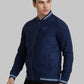 Park Avenue Men Blue Solid Polyester Full Sleeve Bomber Jacket