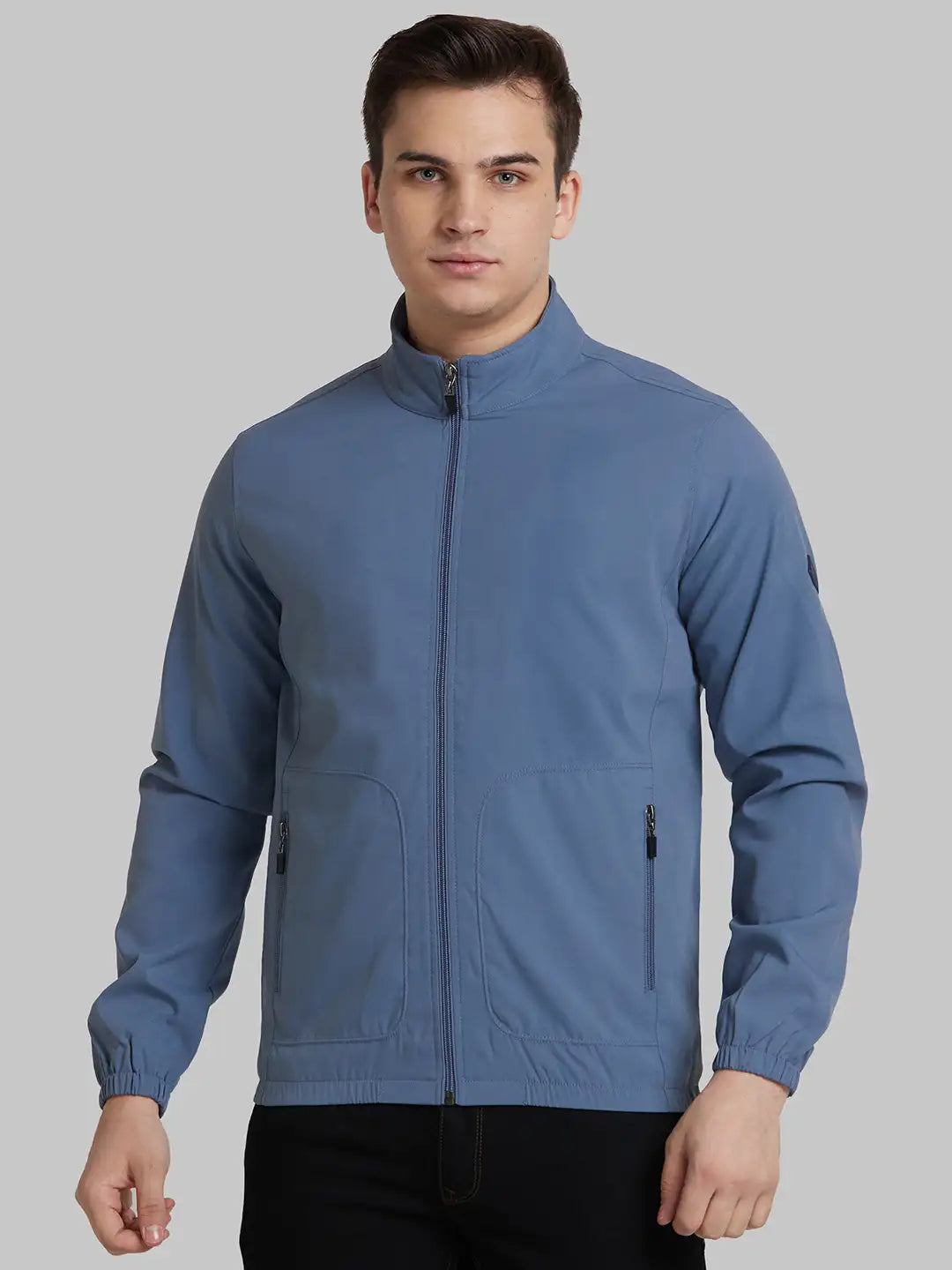 Park Avenue Men Green Solid Polyester Full Sleeve Bomber Jacket
