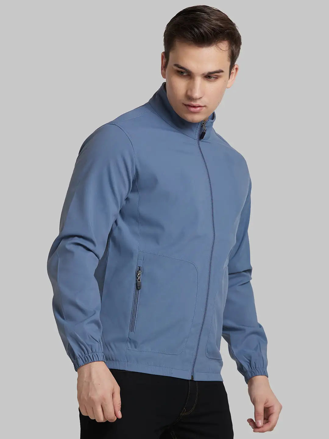 Park Avenue Men Green Solid Polyester Full Sleeve Bomber Jacket