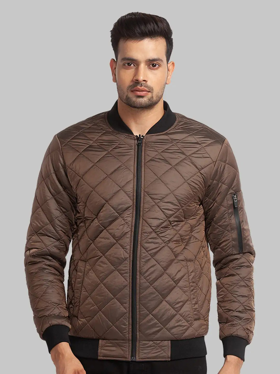 Men Regular Fit Grey Jacket