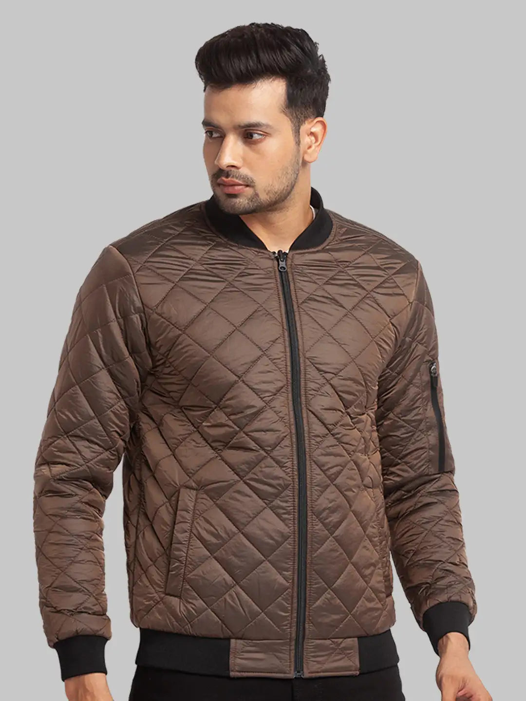 Men Regular Fit Grey Jacket