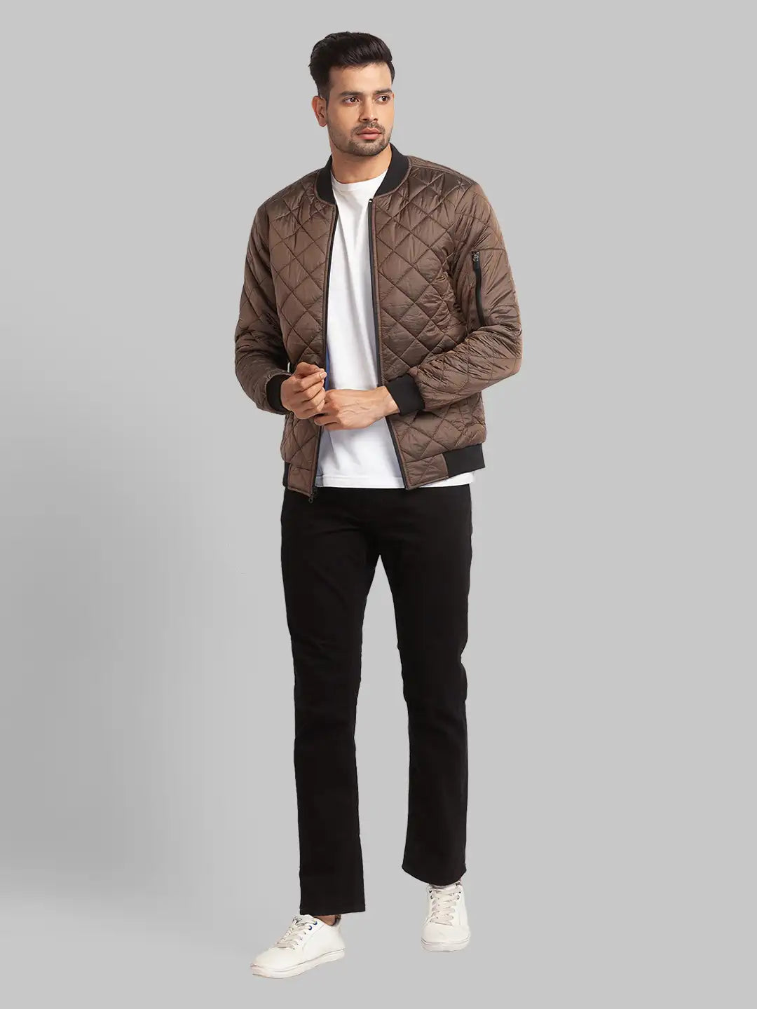 Men Regular Fit Grey Jacket