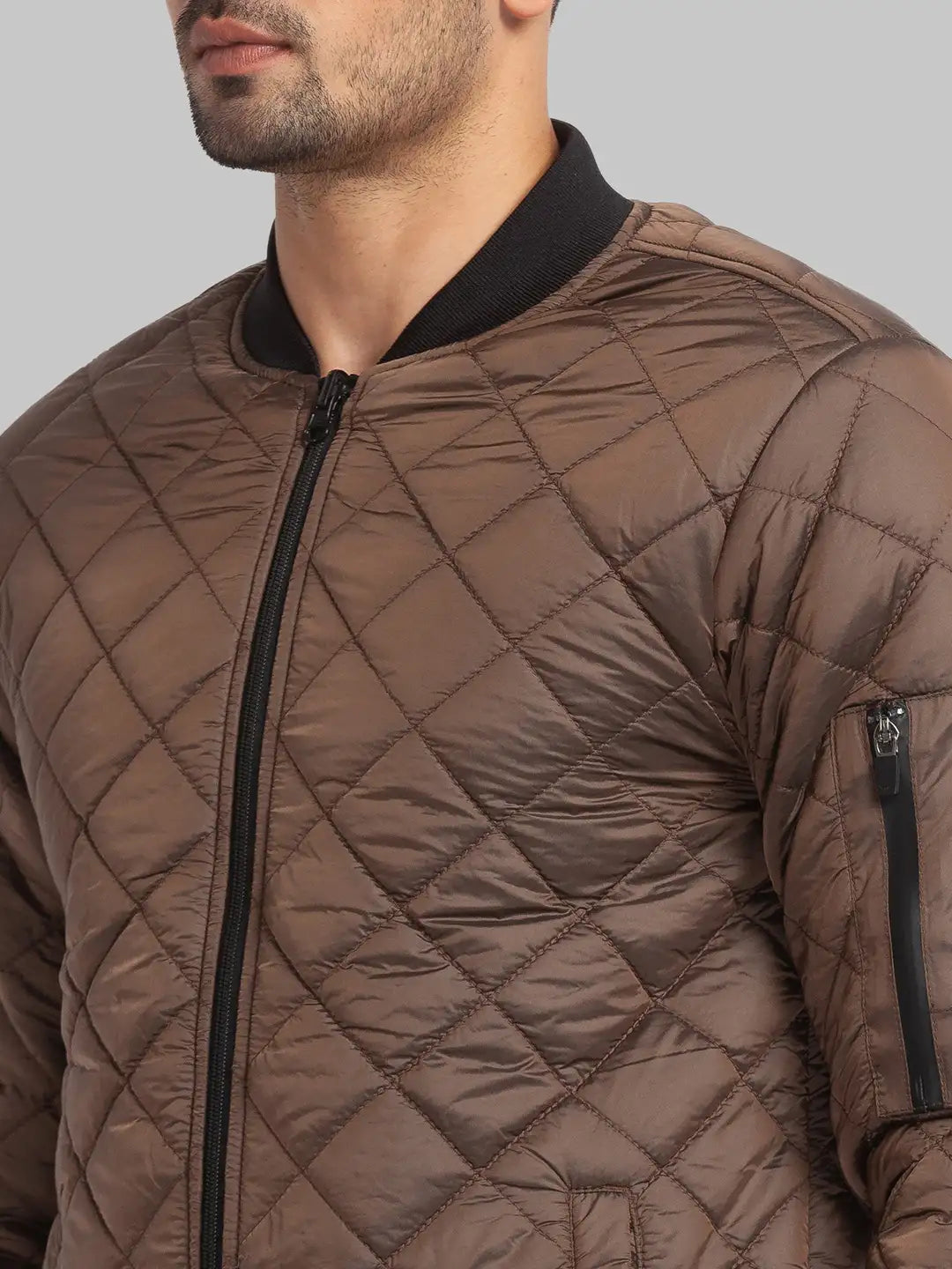 Men Regular Fit Grey Jacket