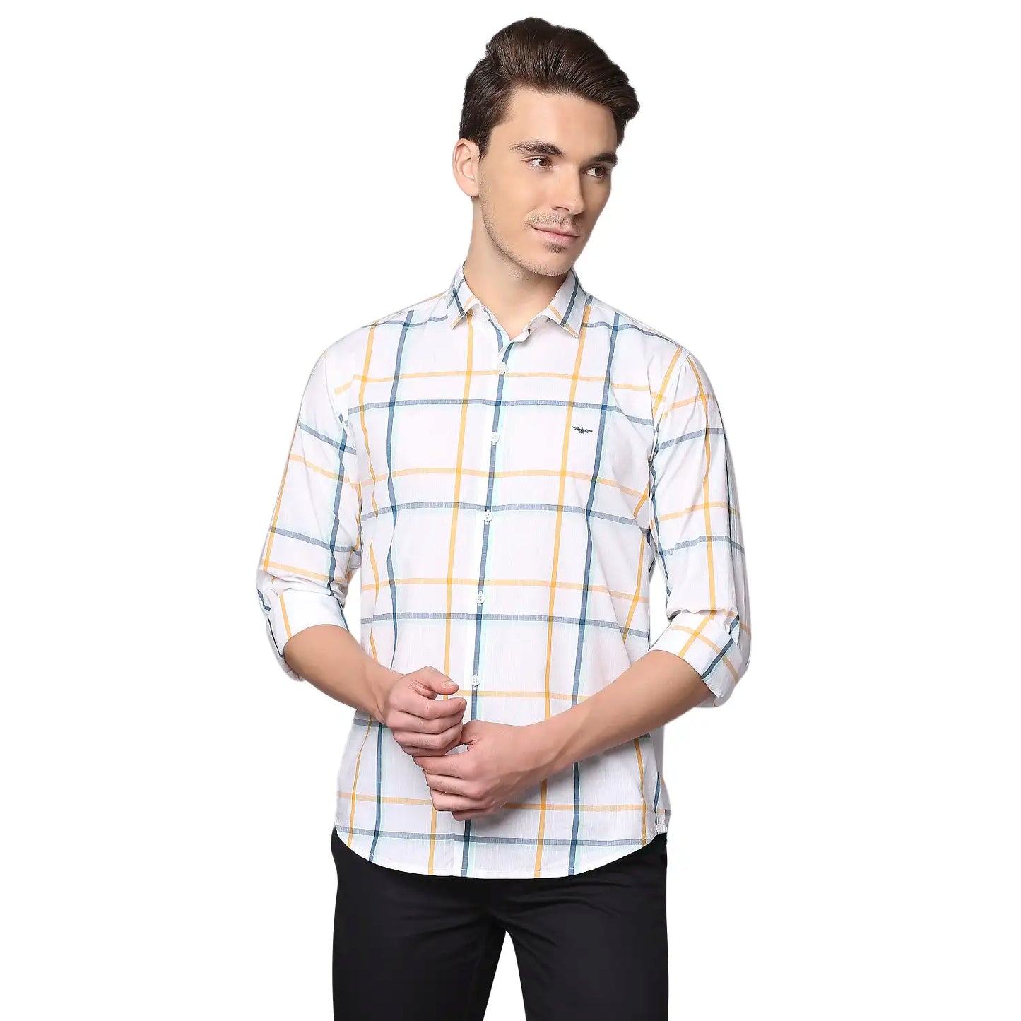 Men Slim Fit Medium Petrol Shirt