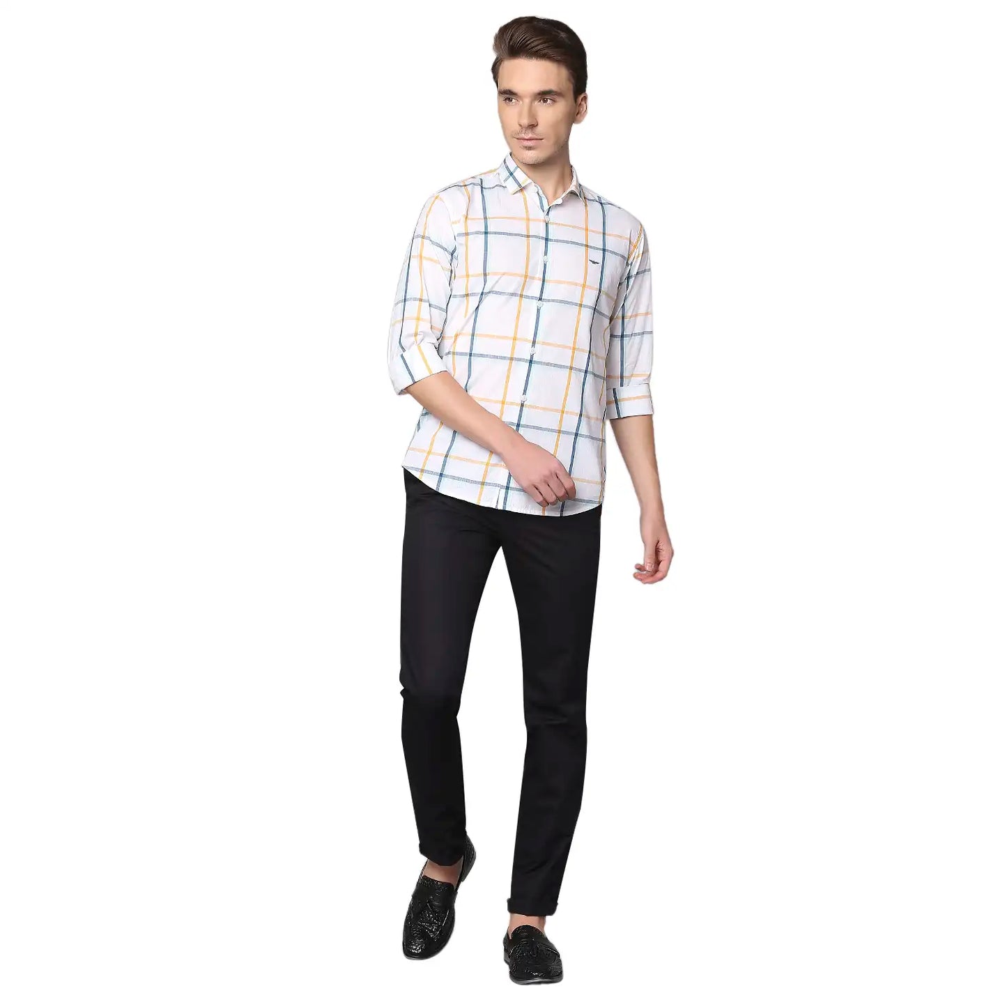 Men Slim Fit Medium Petrol Shirt