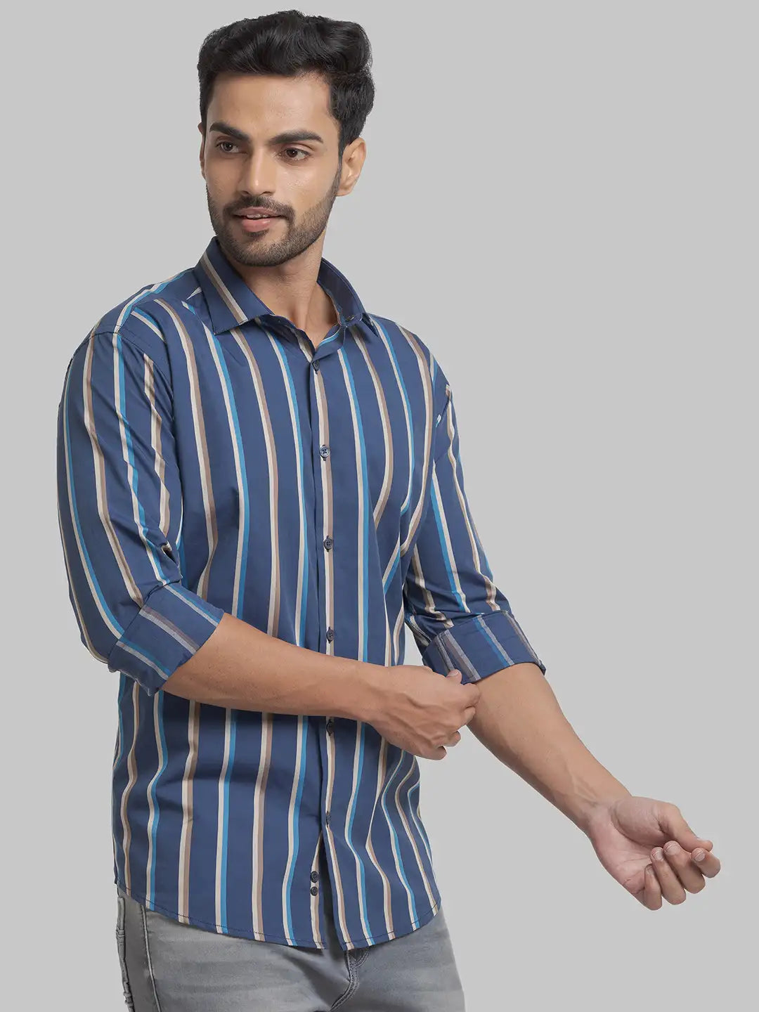 Men Slim Fit Brown Shirt