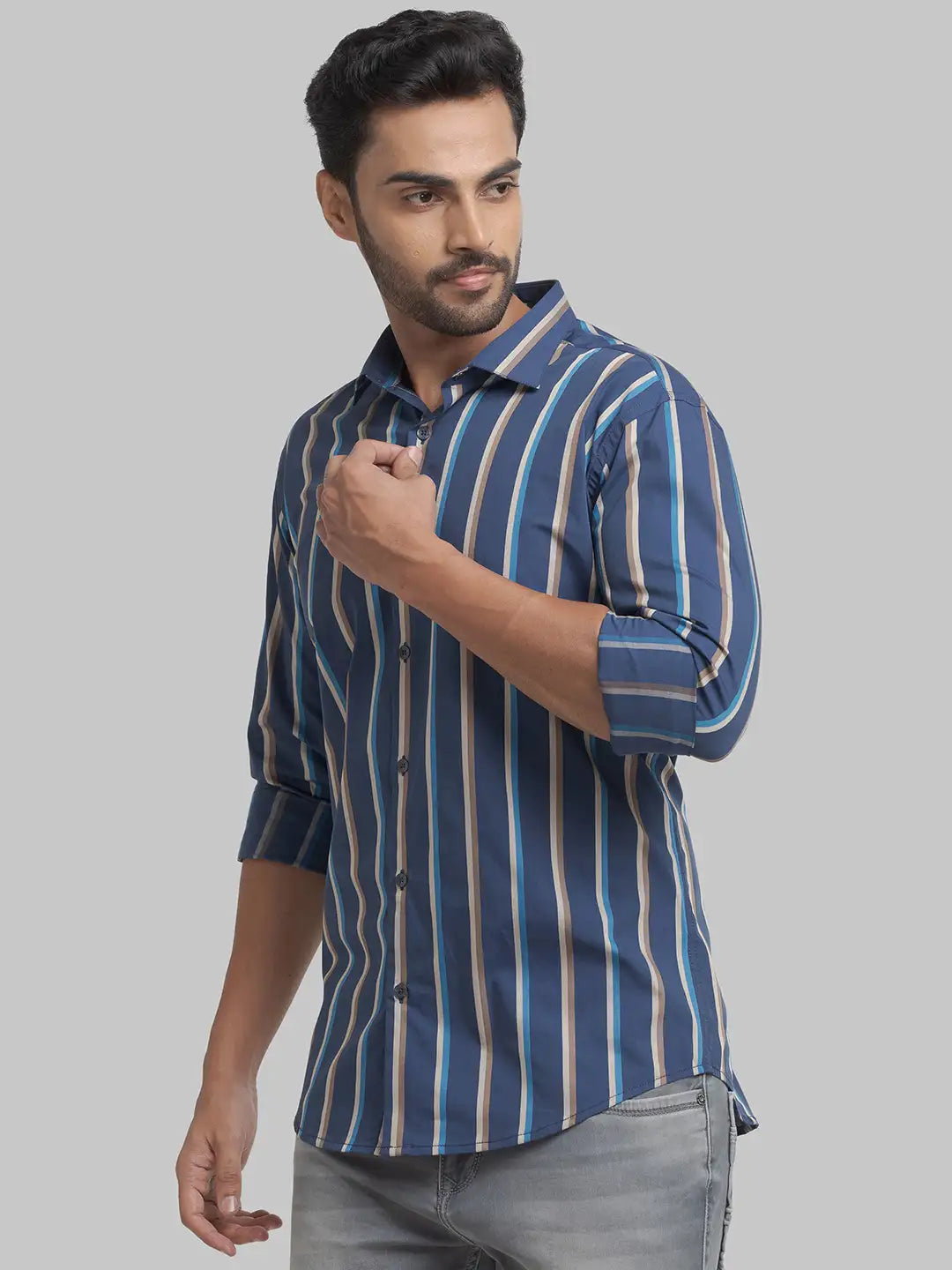 Men Slim Fit Brown Shirt