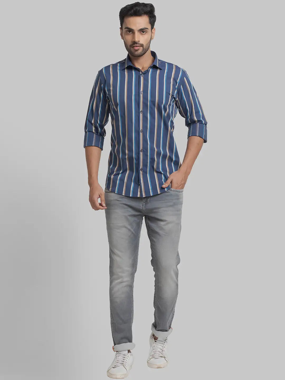 Men Slim Fit Brown Shirt