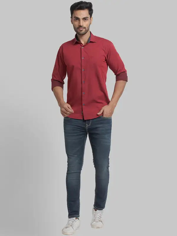 Men Slim Fit Green Shirt