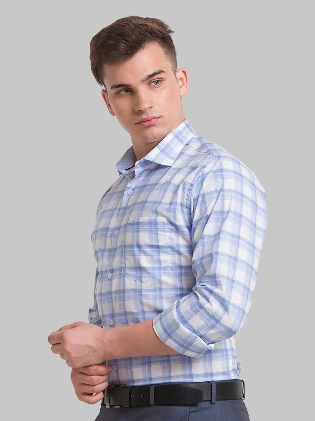 Men Slim Fit Grey Shirt