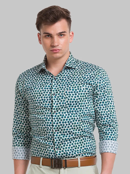 Men Slim Fit Green Shirt