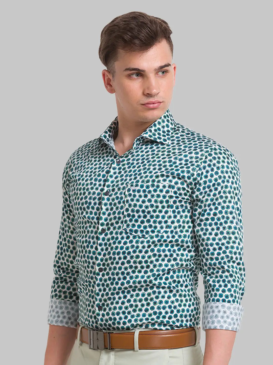 Men Slim Fit Green Shirt