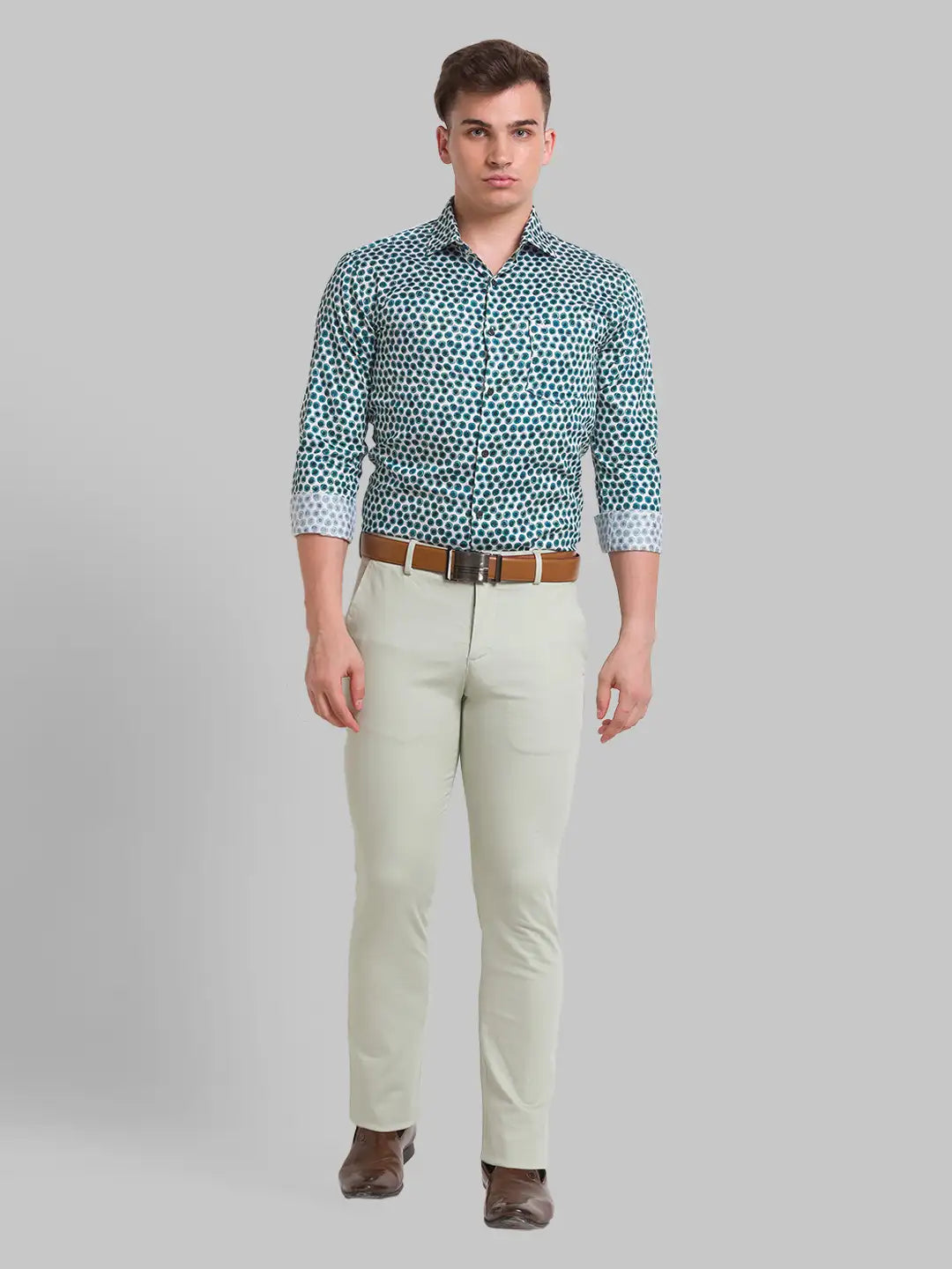 Men Slim Fit Green Shirt
