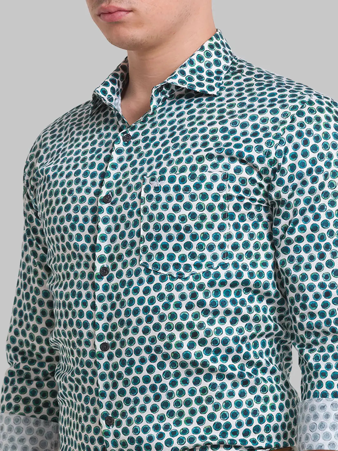 Men Slim Fit Green Shirt