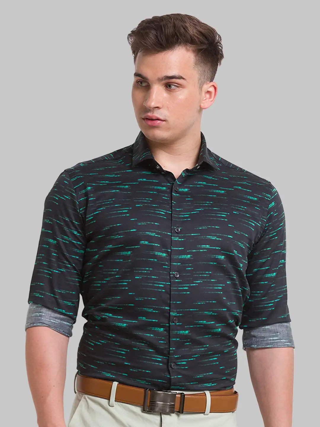 Men Slim Fit Yellow Shirt