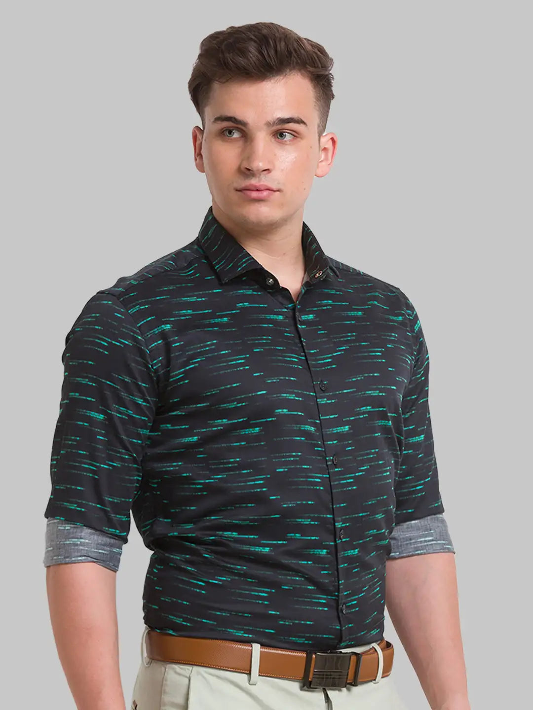 Men Slim Fit Yellow Shirt