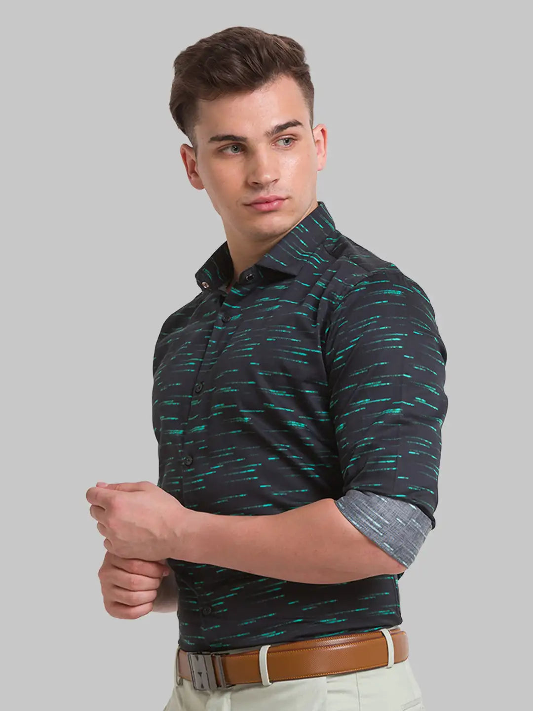 Men Slim Fit Yellow Shirt