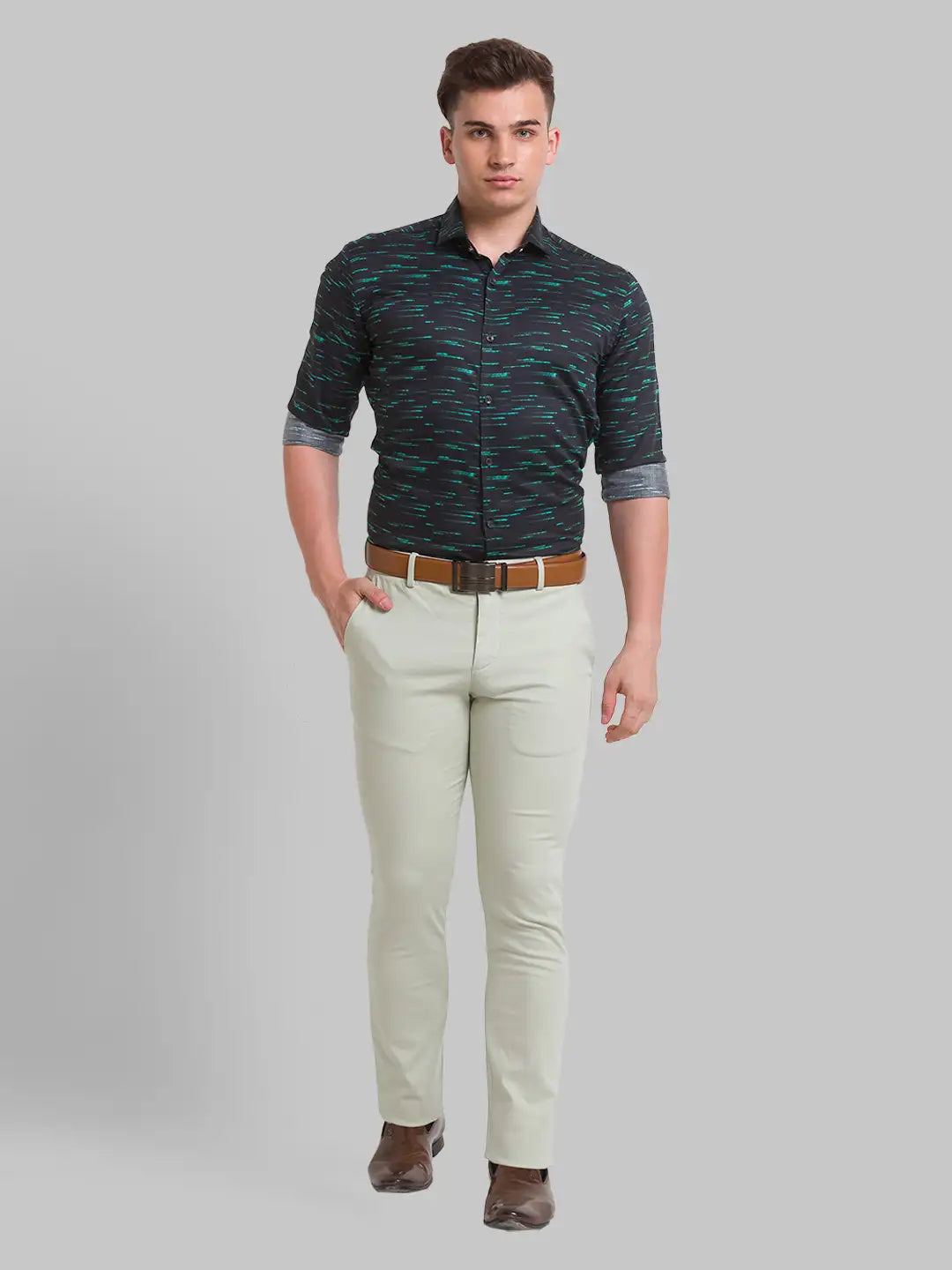 Men Slim Fit Yellow Shirt