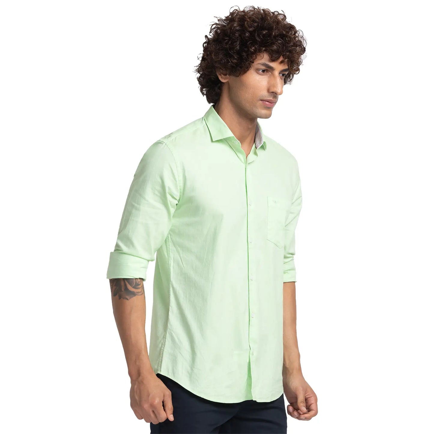 Men Slim Fit Light Yellow Shirt
