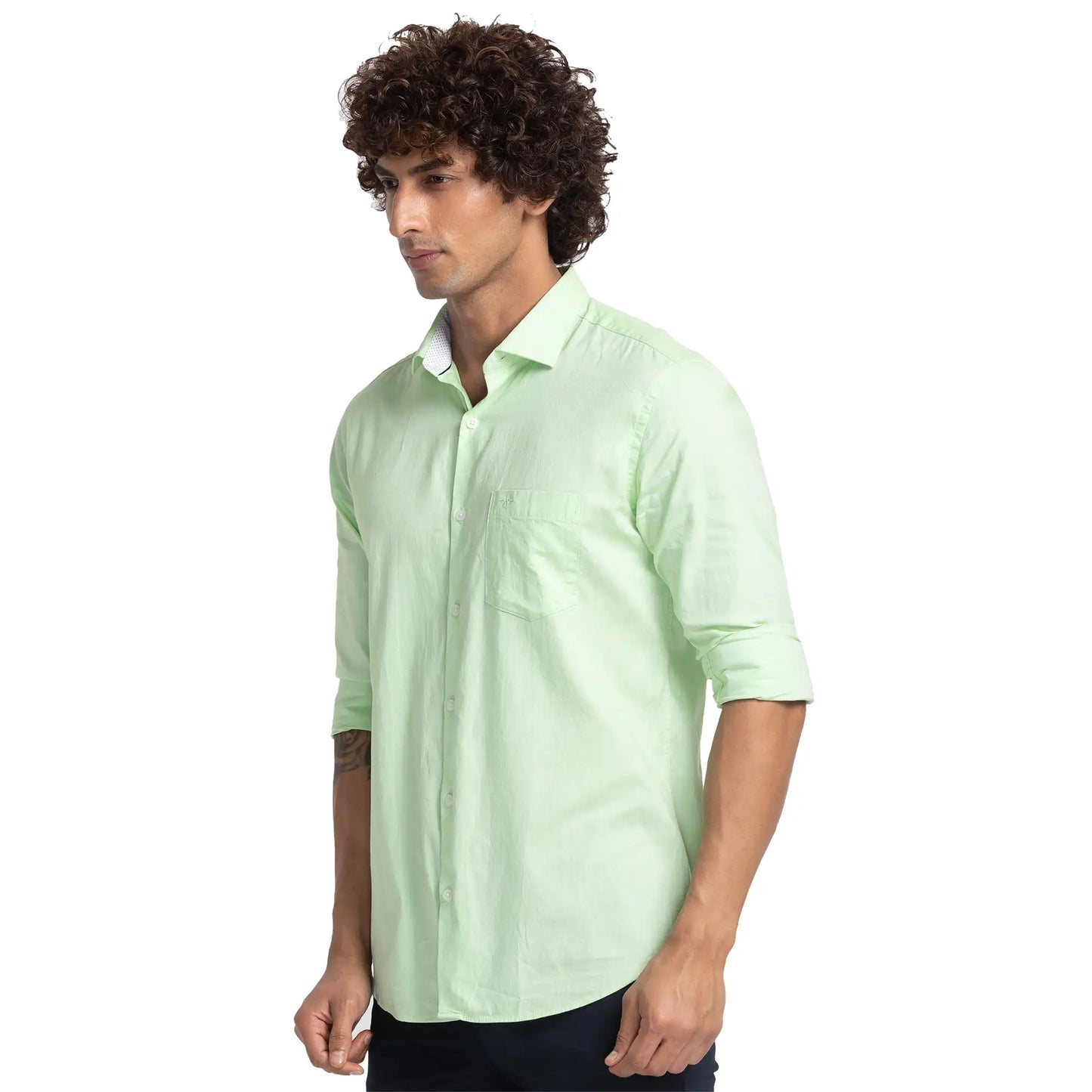 Men Slim Fit Light Yellow Shirt