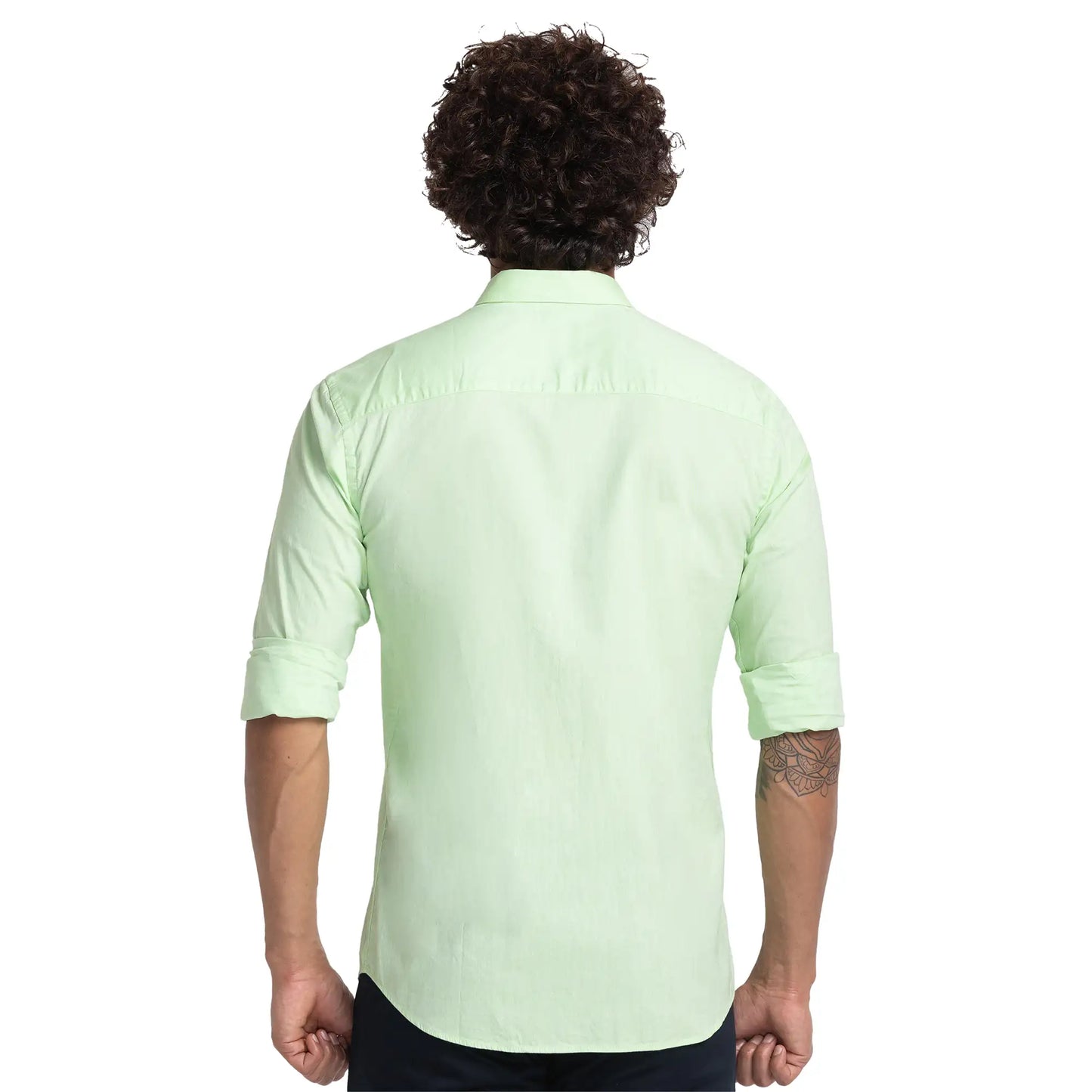 Men Slim Fit Light Yellow Shirt