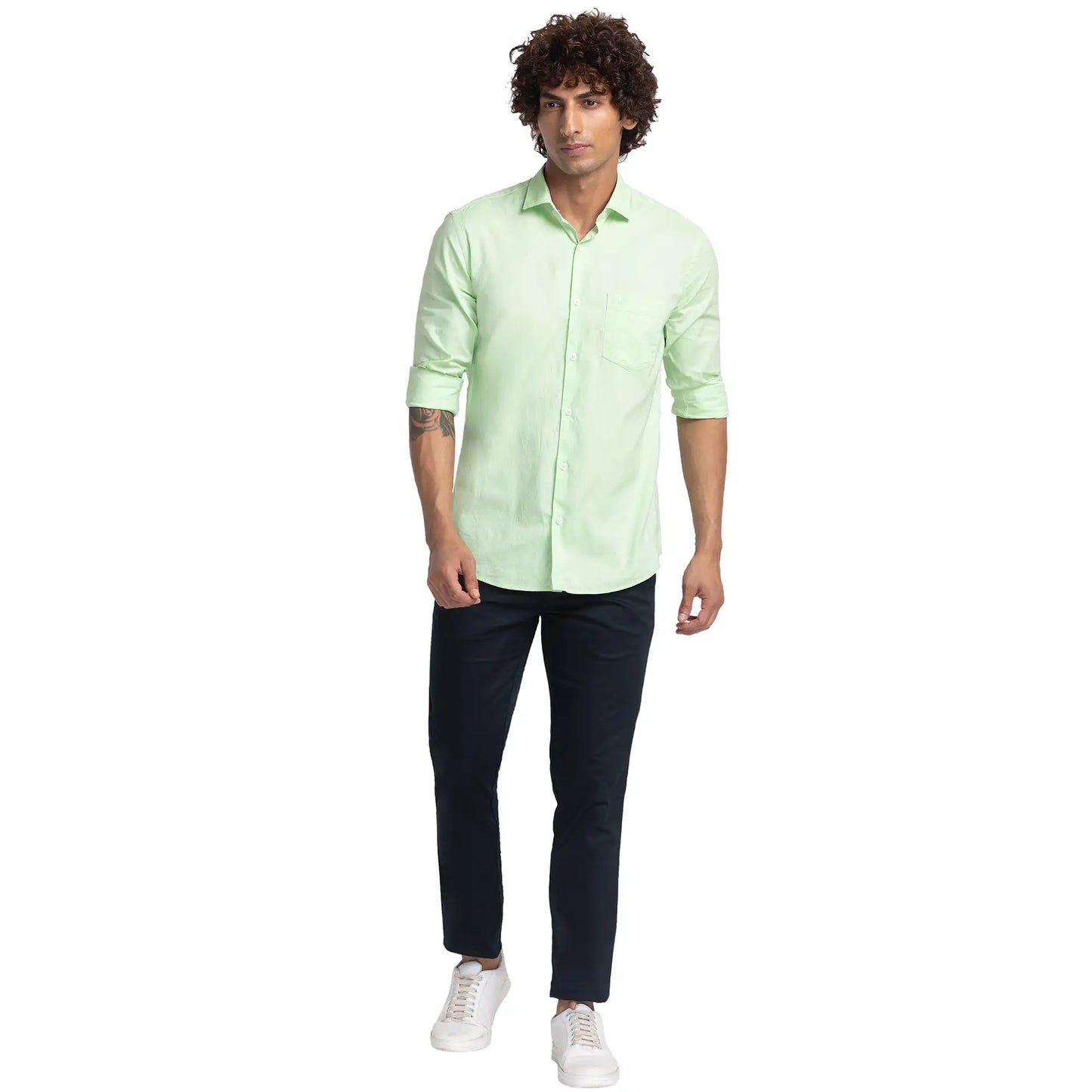 Men Slim Fit Light Yellow Shirt