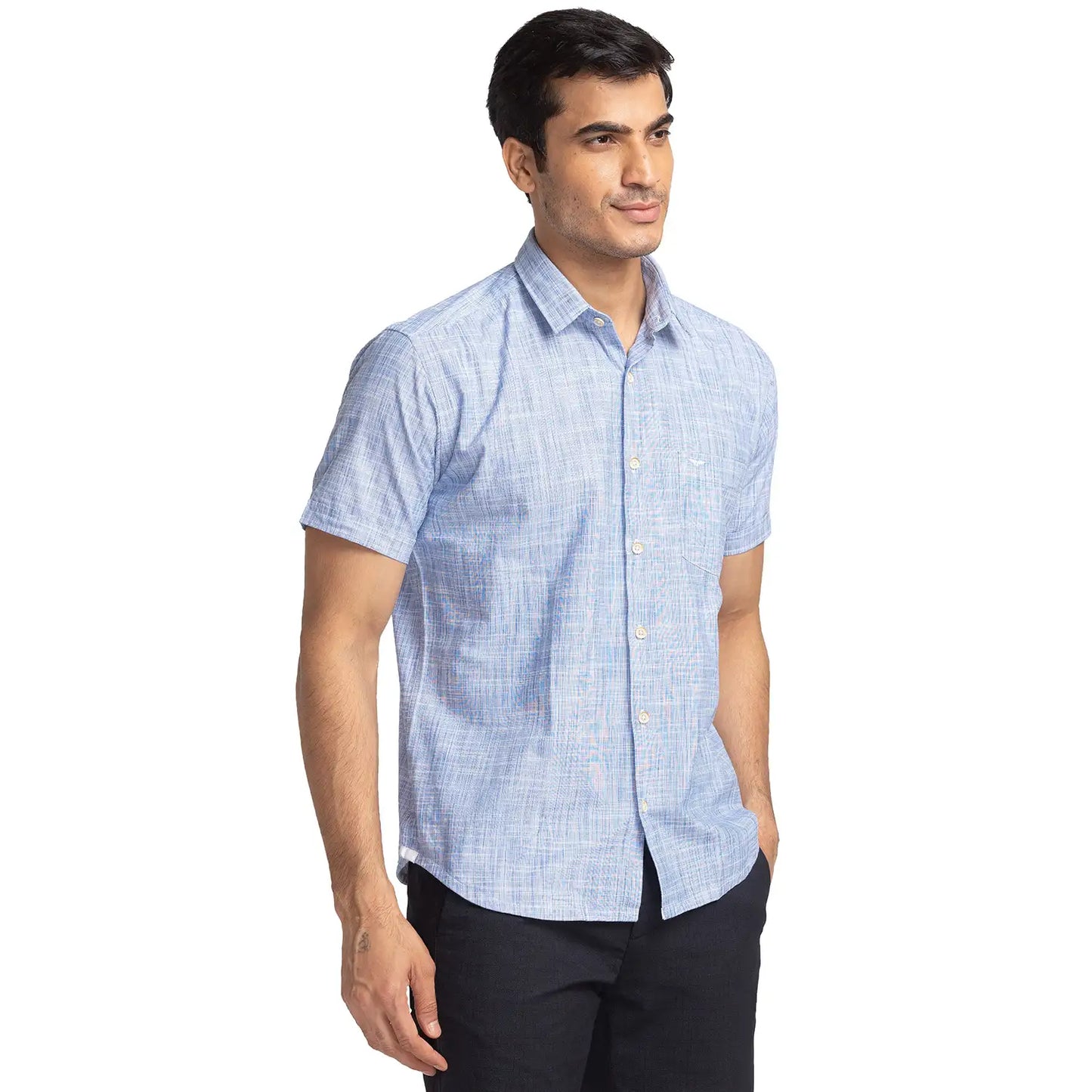 Men Slim Fit Pink Shirt