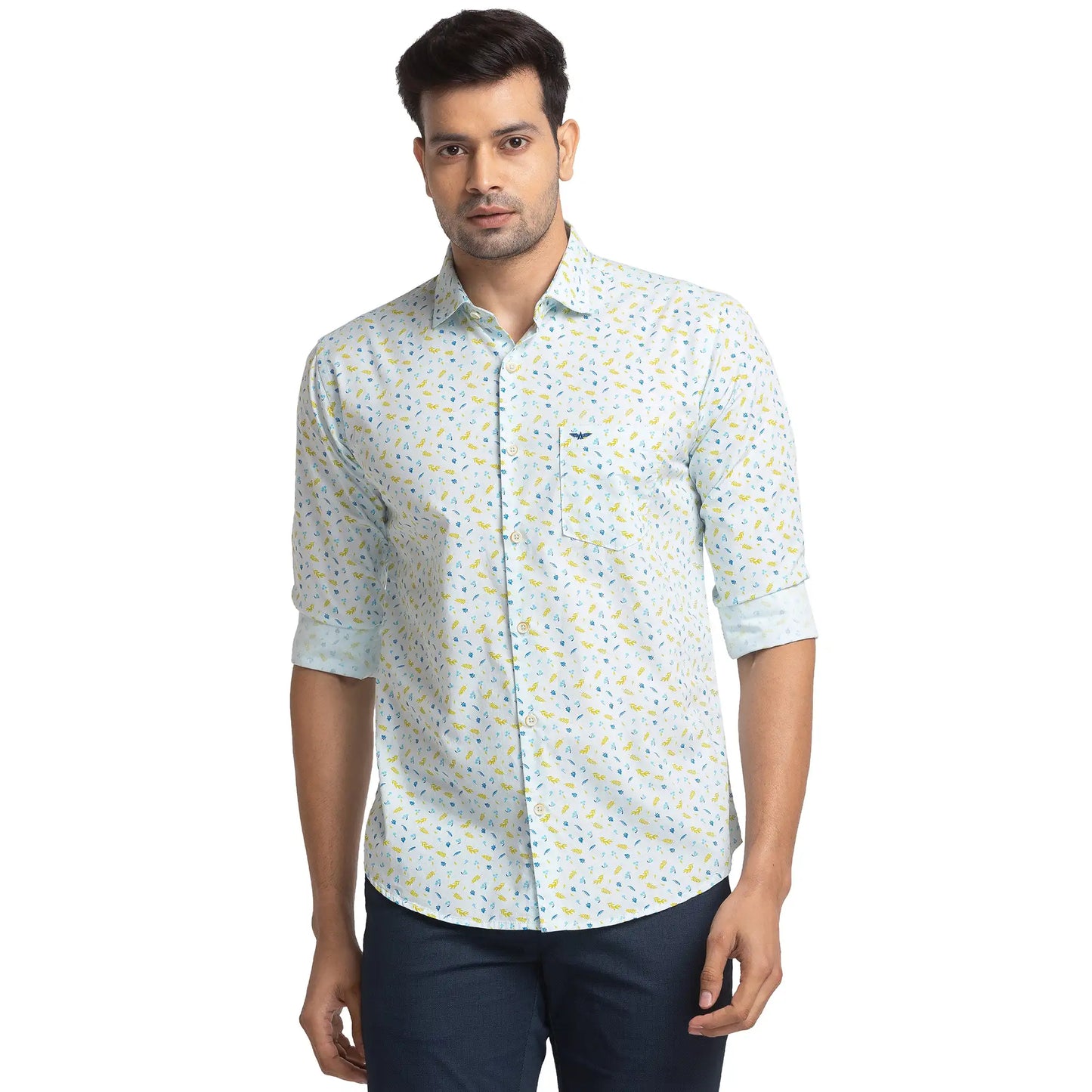 Men Slim Fit Light Orange Shirt