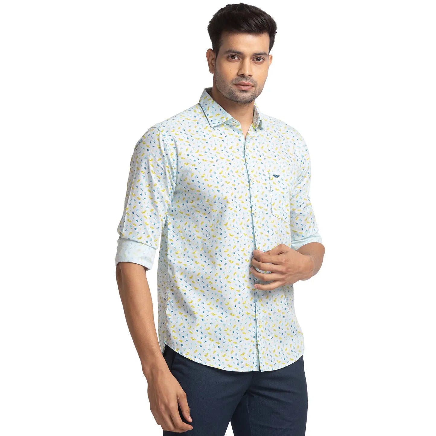 Men Slim Fit Light Orange Shirt