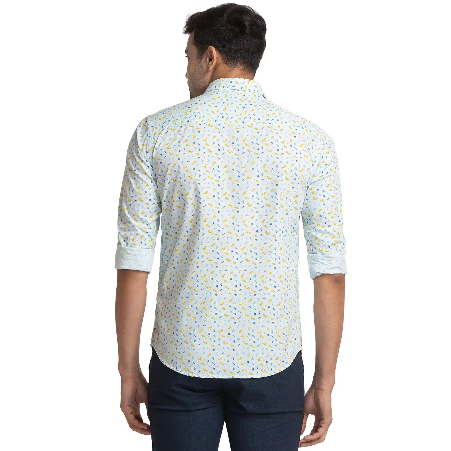 Men Slim Fit Light Orange Shirt