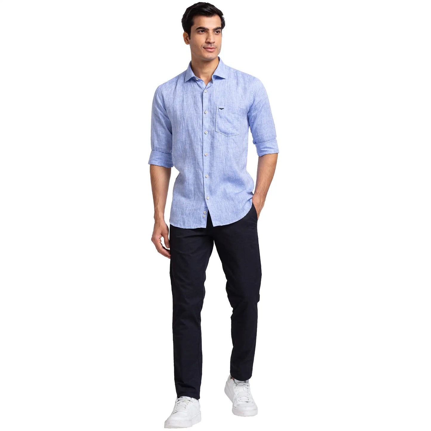 Men Slim Fit Light Orange Shirt