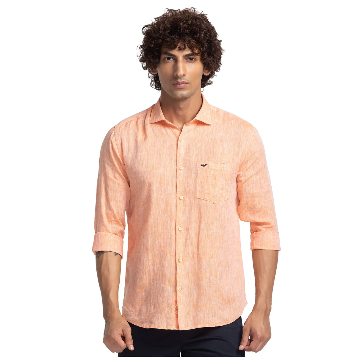 Men Slim Fit Light Fawn Shirt