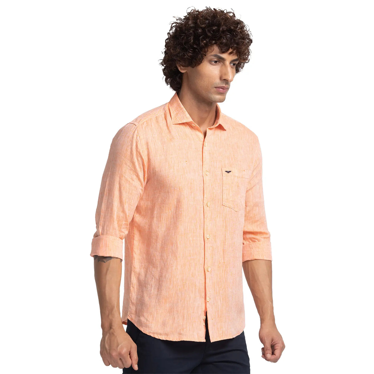 Men Slim Fit Light Fawn Shirt