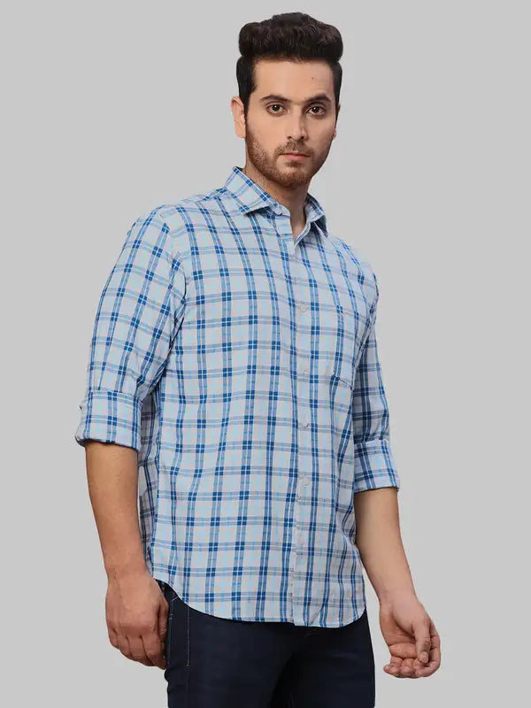 Men Slim Fit Blue Shirt