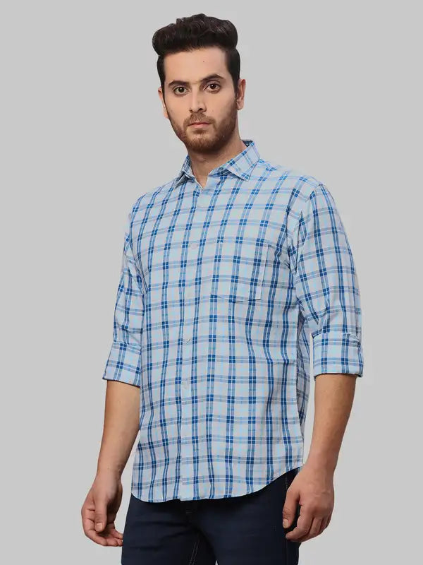 Men Slim Fit Blue Shirt