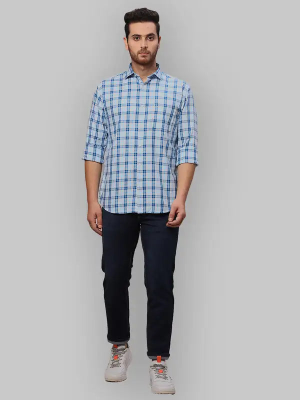 Men Slim Fit Blue Shirt
