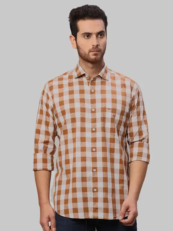 Men Slim Fit Brown Shirt
