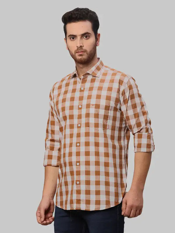 Men Slim Fit Brown Shirt