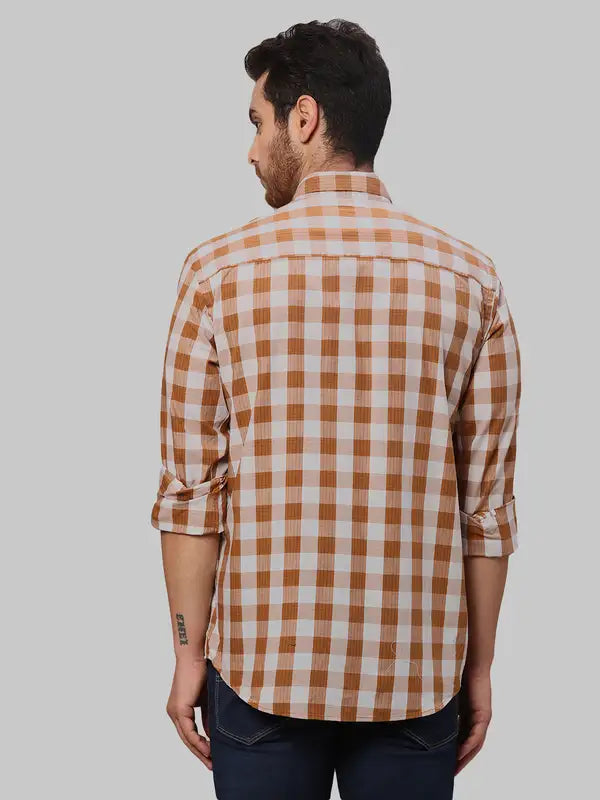 Men Slim Fit Brown Shirt