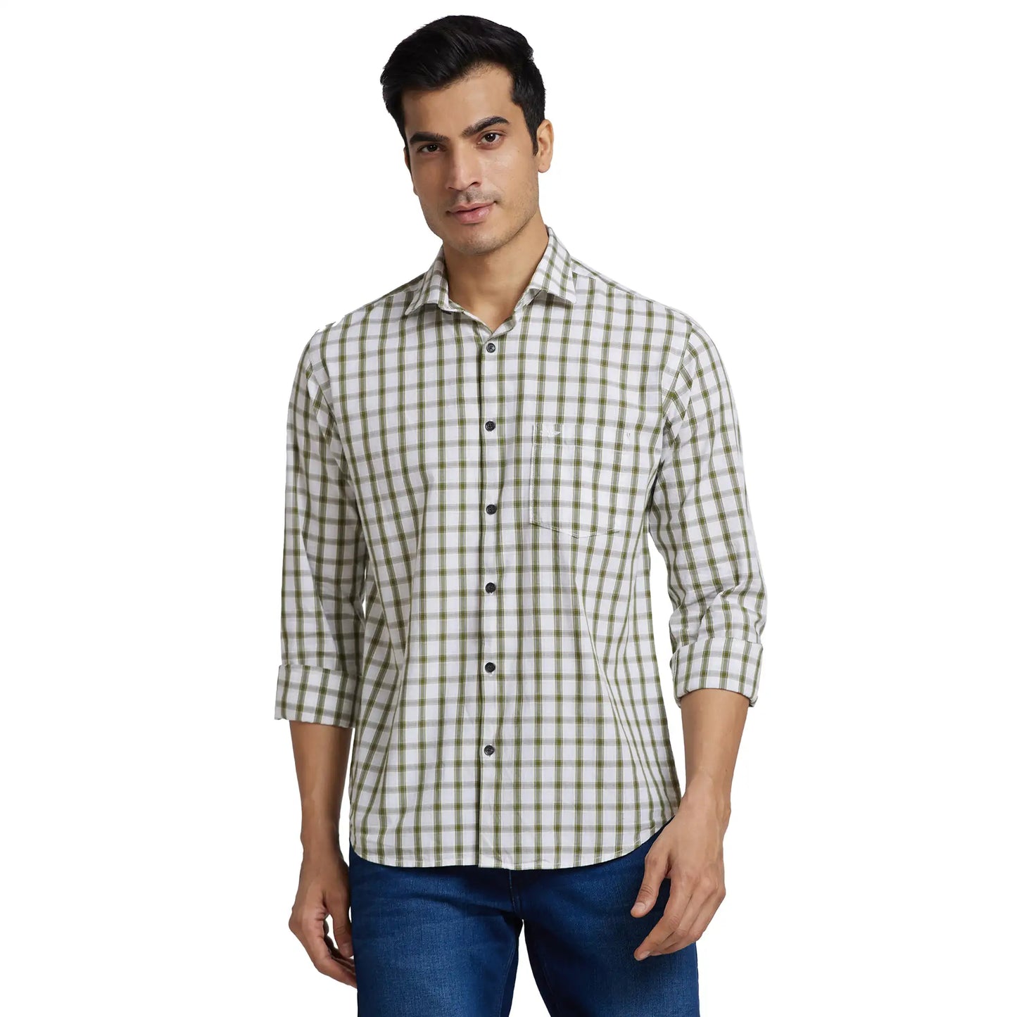 Men Slim Fit Light Yellow Shirt