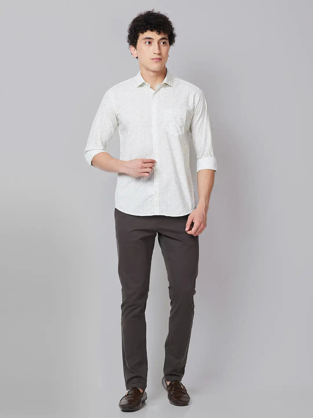 Men Slim Fit Brown Shirt