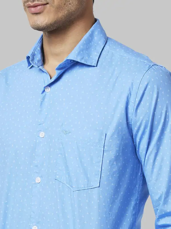 Men Slim Fit Blue Shirt