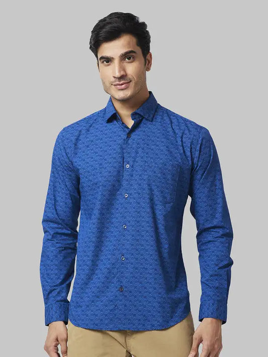 Men Slim Fit Blue Shirt