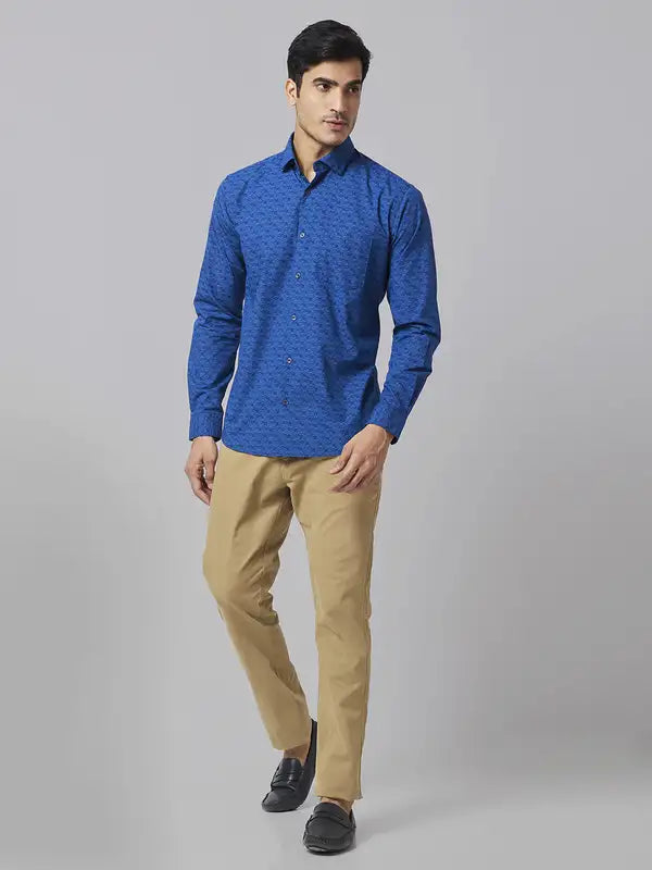 Men Slim Fit Blue Shirt