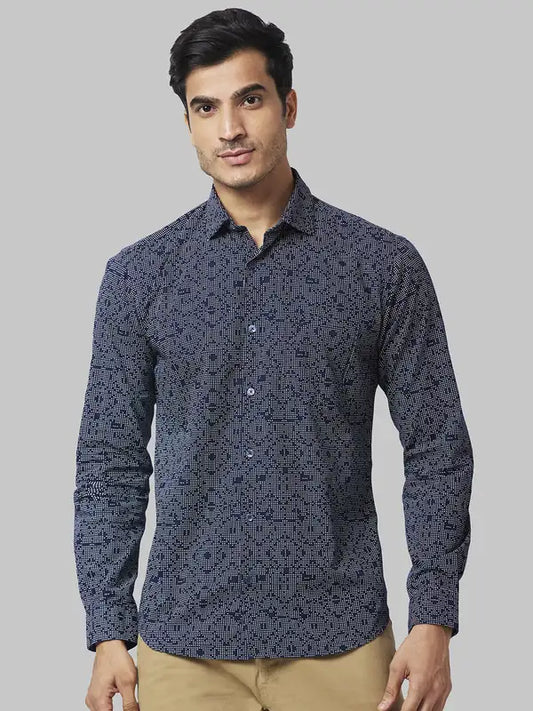Men Slim Fit Blue Shirt